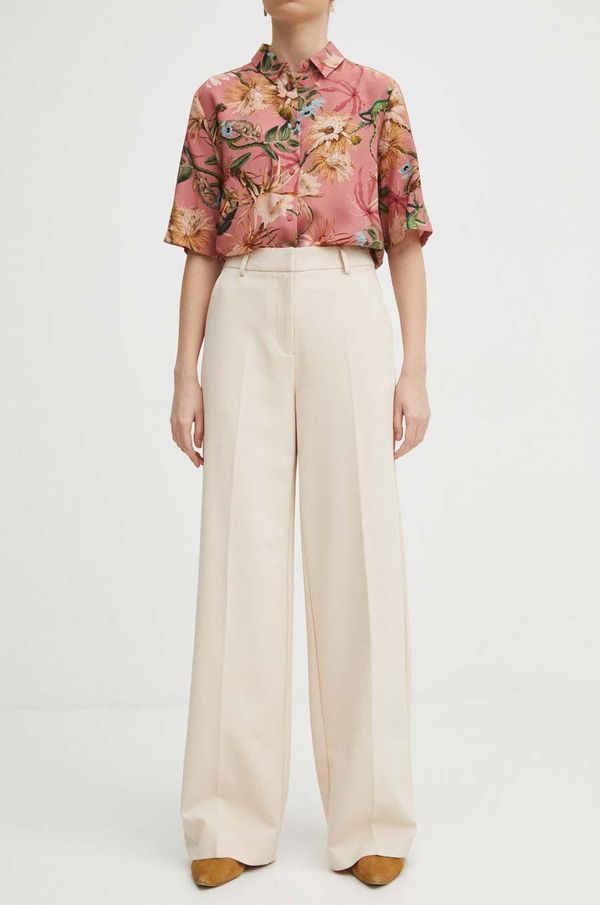 Medicine Hlače Medicine za žene, boja: bež, široke, visoki struk