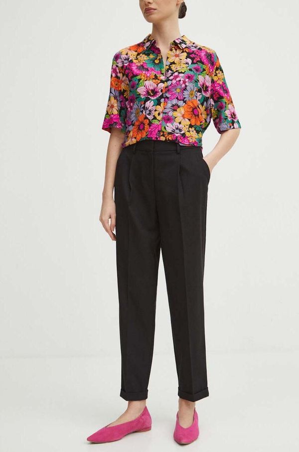 Medicine Hlače Medicine za žene, boja: crna, chinos kroj, visoki struk