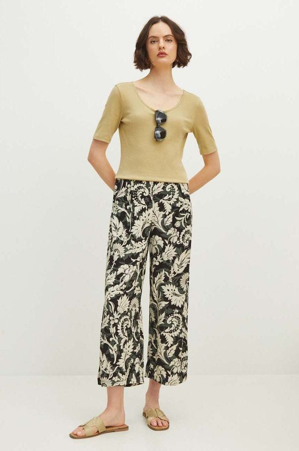 Medicine Hlače Medicine za žene, boja: crna, culottes kroj, visoki struk