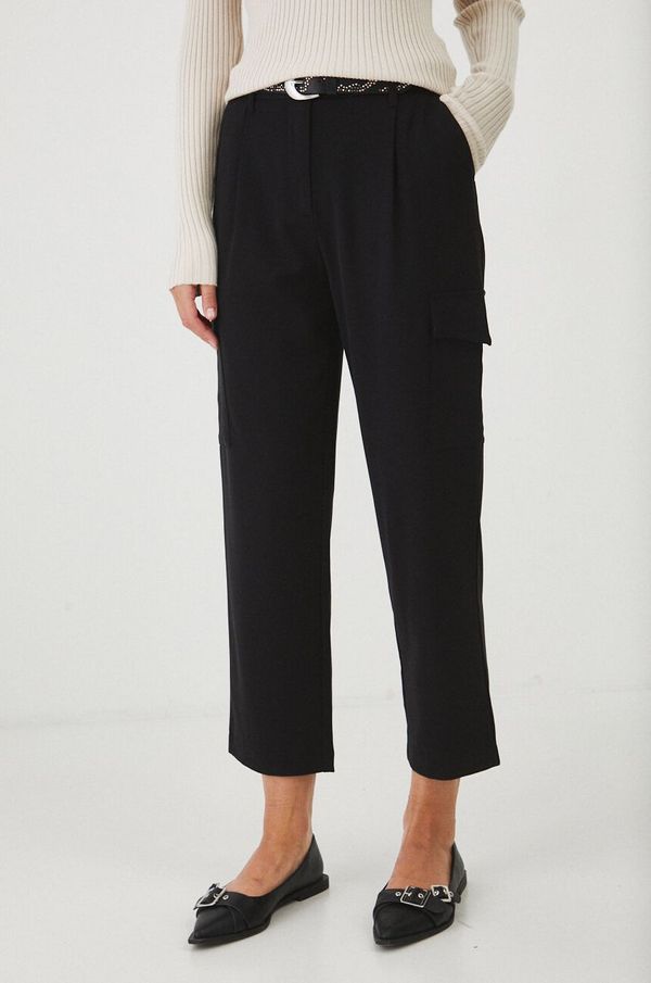 Medicine Hlače Medicine za žene, boja: crna, široke, srednje visoki struk