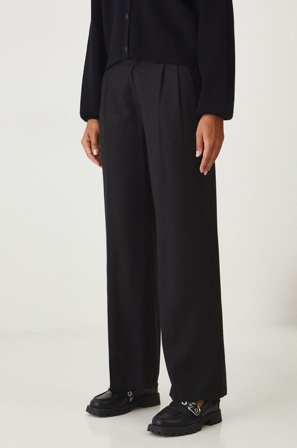 Medicine Hlače Medicine za žene, boja: crna, široke, srednje visoki struk