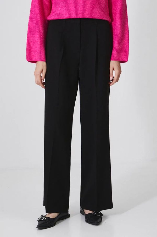 Medicine Hlače Medicine za žene, boja: crna, široke, srednje visoki struk