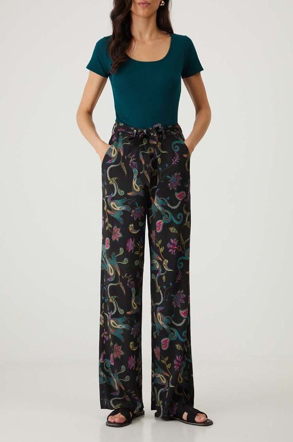 Medicine Hlače Medicine za žene, boja: crna, široke, srednje visoki struk