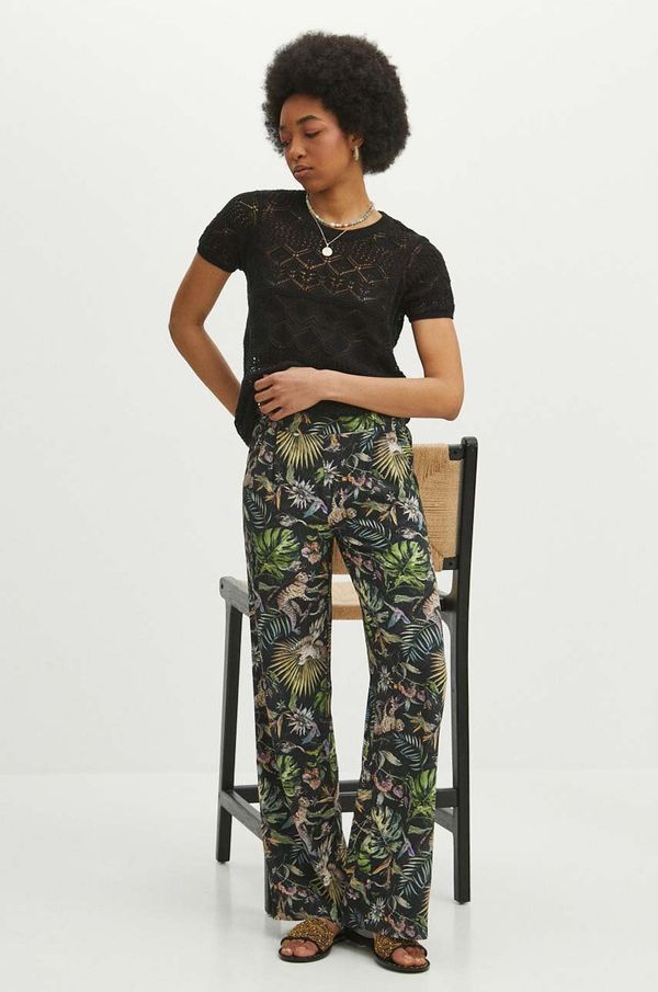 Medicine Hlače Medicine za žene, boja: crna, široke, visoki struk