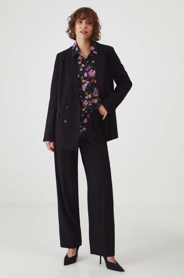 Medicine Hlače Medicine za žene, boja: crna, široke, visoki struk