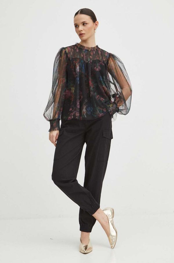 Medicine Hlače Medicine za žene, boja: crna, srednje visoki struk