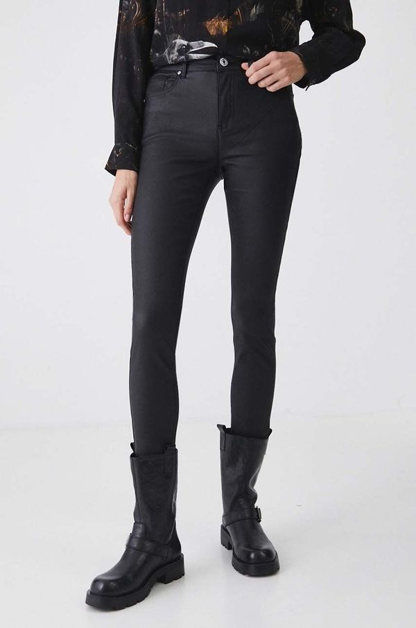 Medicine Hlače Medicine za žene, boja: crna, uski kroj, srednje visoki struk