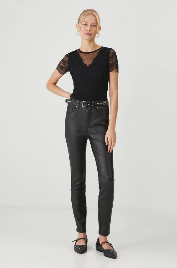 Medicine Hlače Medicine za žene, boja: crna, uski kroj, visoki struk