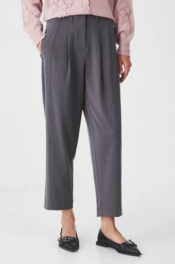 Medicine Hlače Medicine za žene, boja: siva, široke, srednje visoki struk