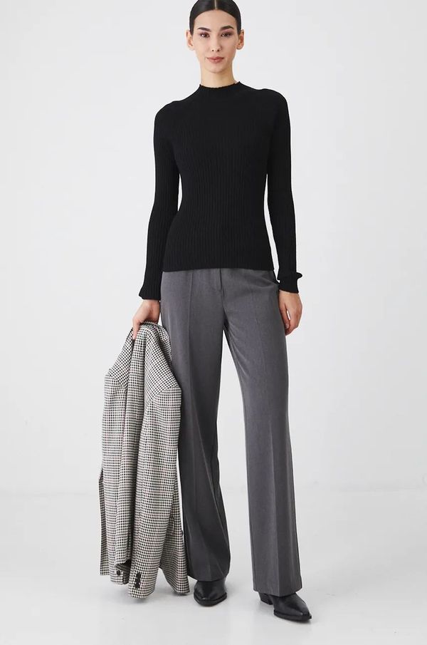 Medicine Hlače Medicine za žene, boja: siva, široke, srednje visoki struk