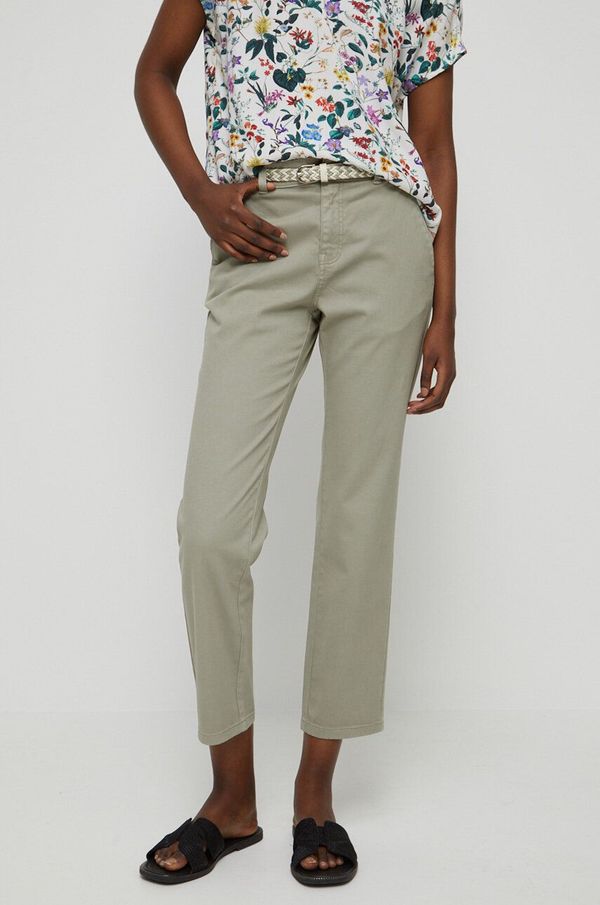 Medicine Hlače Medicine za žene, boja: zelena, chinos kroj, srednje visoki struk