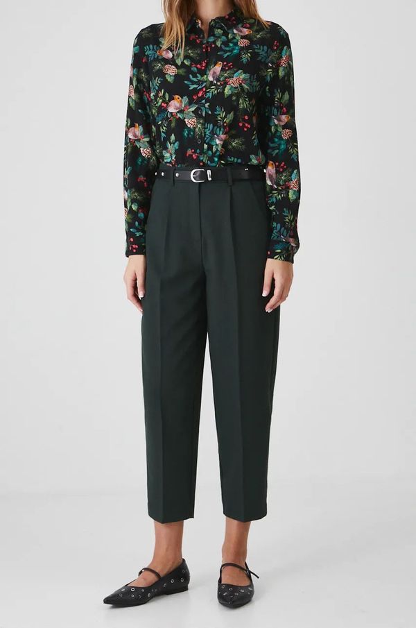 Medicine Hlače Medicine za žene, boja: zelena, chinos kroj, visoki struk