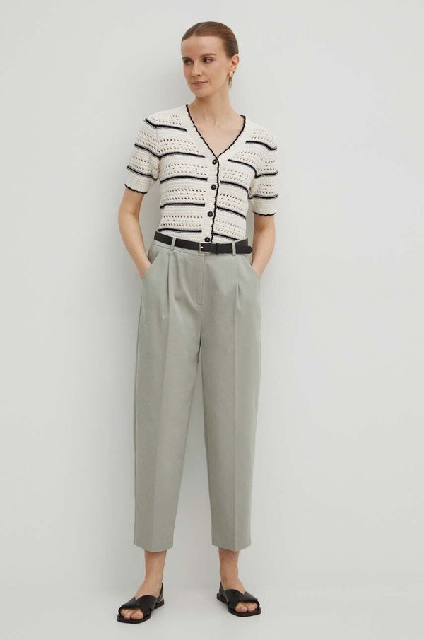 Medicine Hlače Medicine za žene, boja: zelena, široke, visoki struk