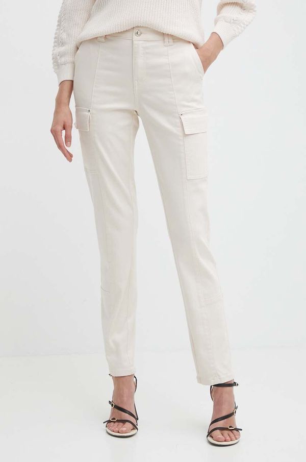 Morgan Hlače Morgan PACAR za žene, boja: bež, uski kroj, visoki struk, PACAR