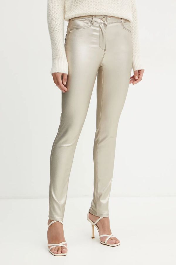 Morgan Hlače Morgan PADAMO za žene, boja: zlatna, uski kroj, visoki struk, PADAMO