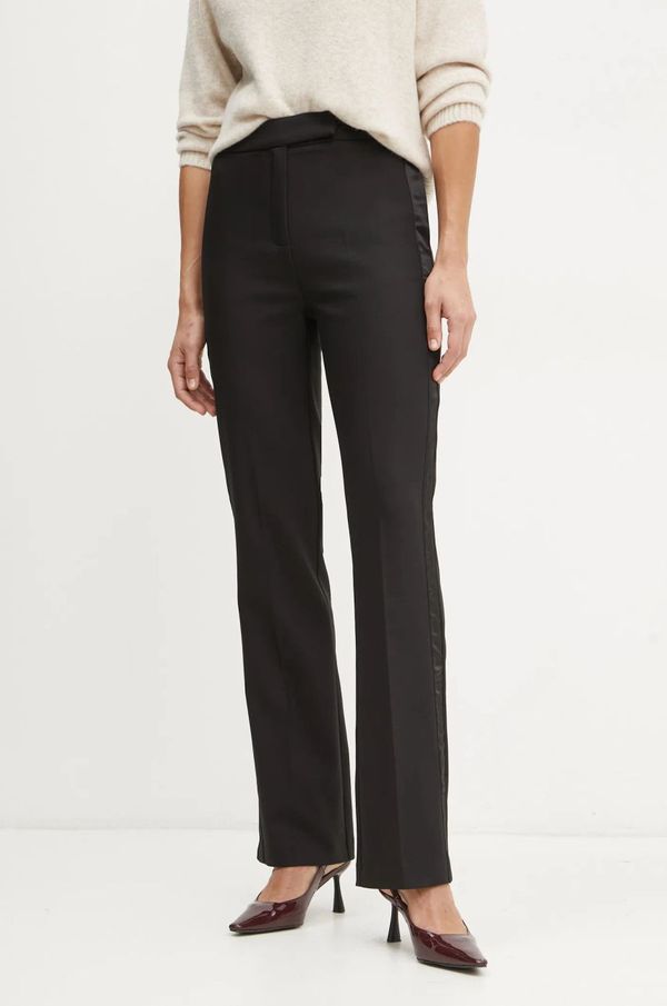 Morgan Hlače Morgan PFIBY.F za žene, boja: crna, široke, visoki struk, PFIBY.F