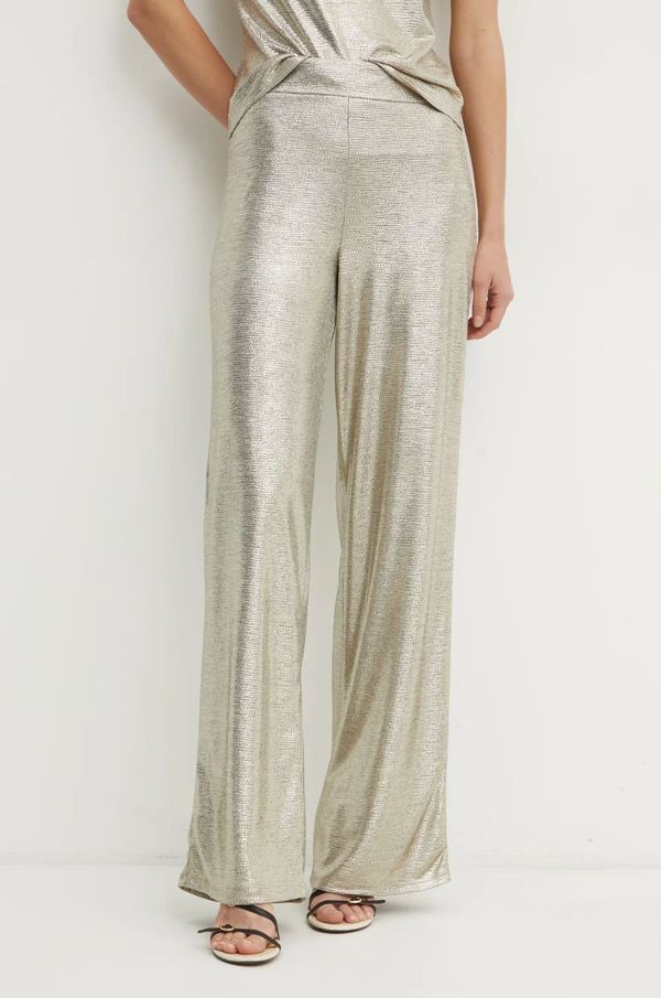 Morgan Hlače Morgan PGOLD za žene, boja: zlatna, široke, visoki struk, PGOLD