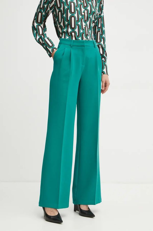 Morgan Hlače Morgan PIANO.F za žene, boja: tirkizna, ravni kroj, visoki struk, PIANO.F