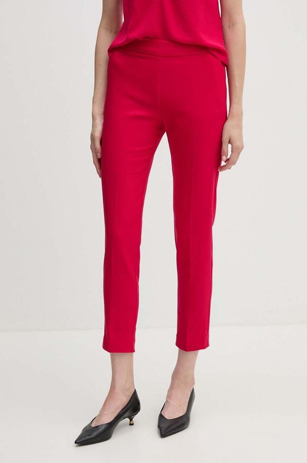 Morgan Hlače Morgan PROSY.F za žene, boja: crvena, kroj cigarette, srednje visoki struk, PROSY.F