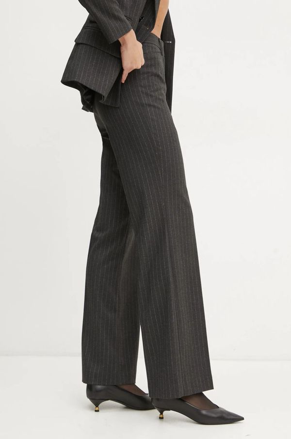 Morgan Hlače Morgan PTALI.F za žene, boja: siva, široke, visoki struk, PTALI.F