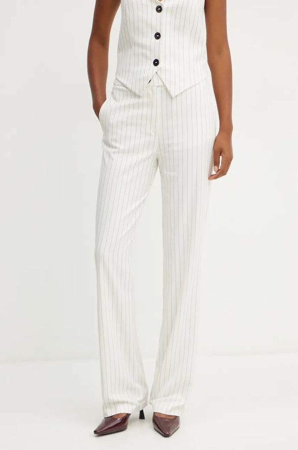 Morgan Hlače Morgan PVEGA.F za žene, boja: bijela, ravni kroj, visoki struk, PVEGA.F