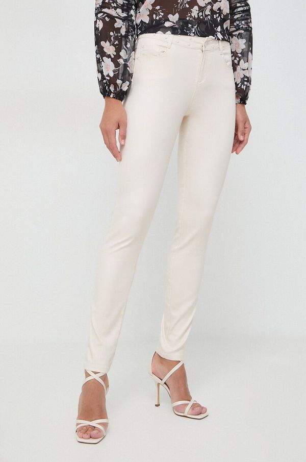 Morgan Hlače Morgan PYUKA za žene, boja: bež, uski kroj, visoki struk, PYUKA