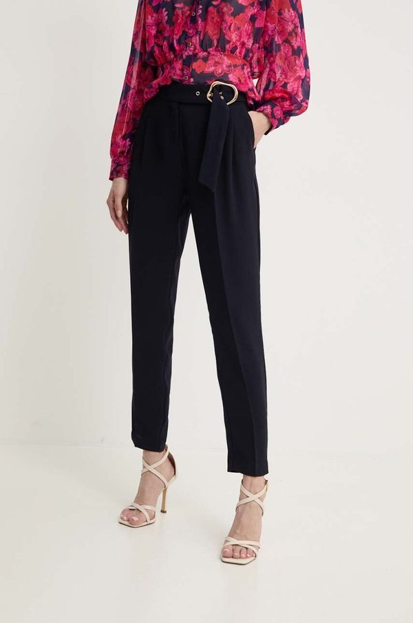 Morgan Hlače Morgan PZELI.F za žene, boja: tamno plava, kroj cigarette, visoki struk, PZELI.F