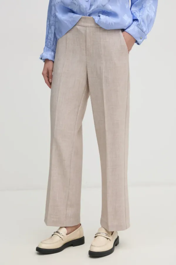 Mos Mosh Hlače Mos Mosh za žene, boja: bež, ravni kroj, visoki struk, 169210