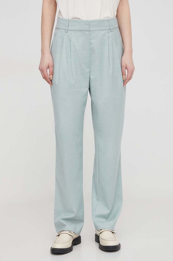 Mos Mosh Hlače Mos Mosh za žene, boja: zelena, chinos kroj, visoki struk