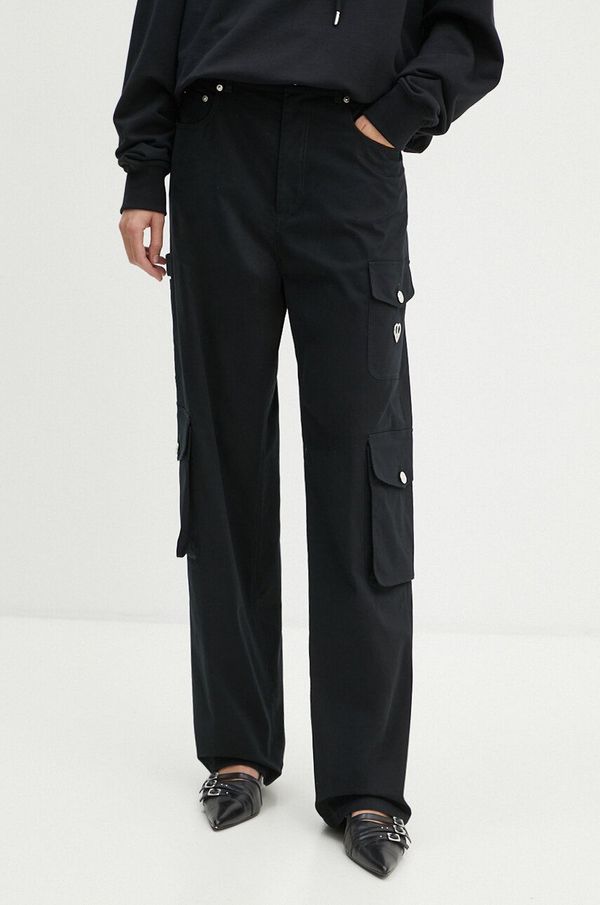 Moschino Jeans Hlače Moschino Jeans za žene, boja: crna, ravni kroj, visoki struk, A0330 8724