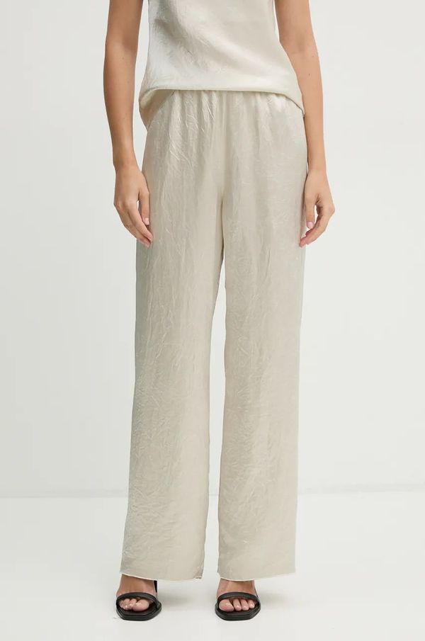 Nanushka Hlače Nanushka BRENDA za žene, boja: bež, široke, visoki struk, NW24PFOW13571