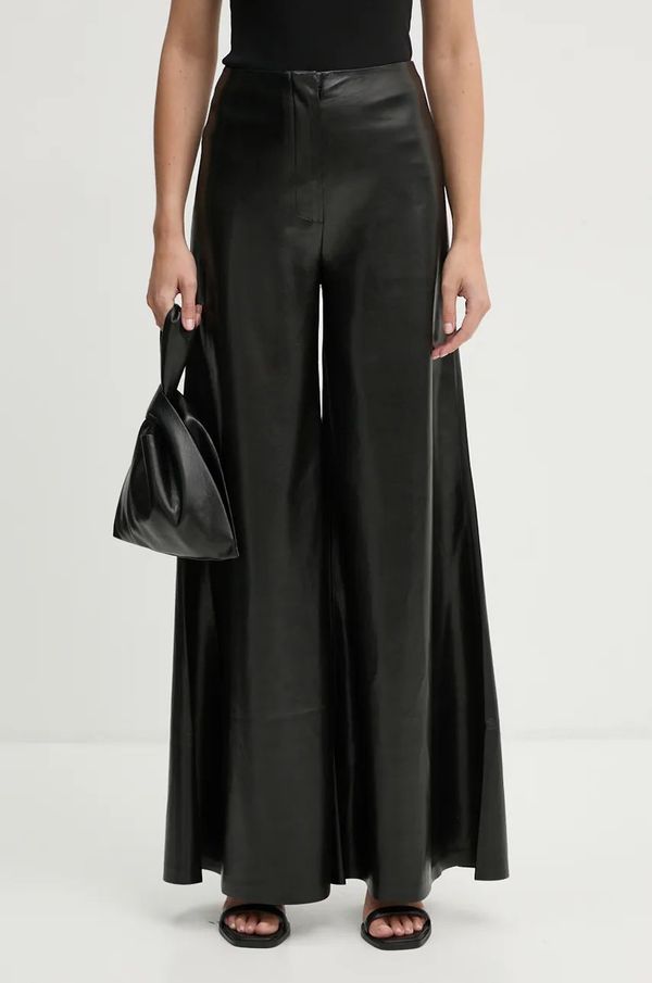 Nanushka Hlače Nanushka WIRAAG za žene, boja: crna, trapez, visoki struk, NW24PFOW10351