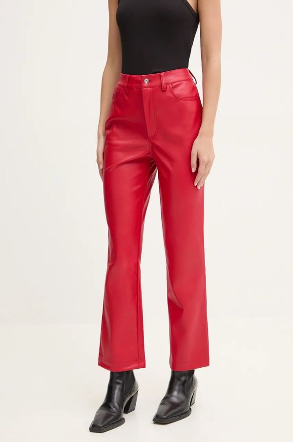 Never Fully Dressed Hlače Never Fully Dressed za žene, boja: crvena, ravni kroj, visoki struk, NFDTR349