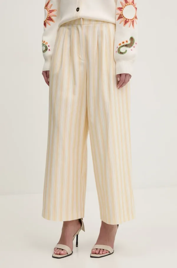 Never Fully Dressed Hlače Never Fully Dressed za žene, boja: žuta, široke, visoki struk, NFDTR409