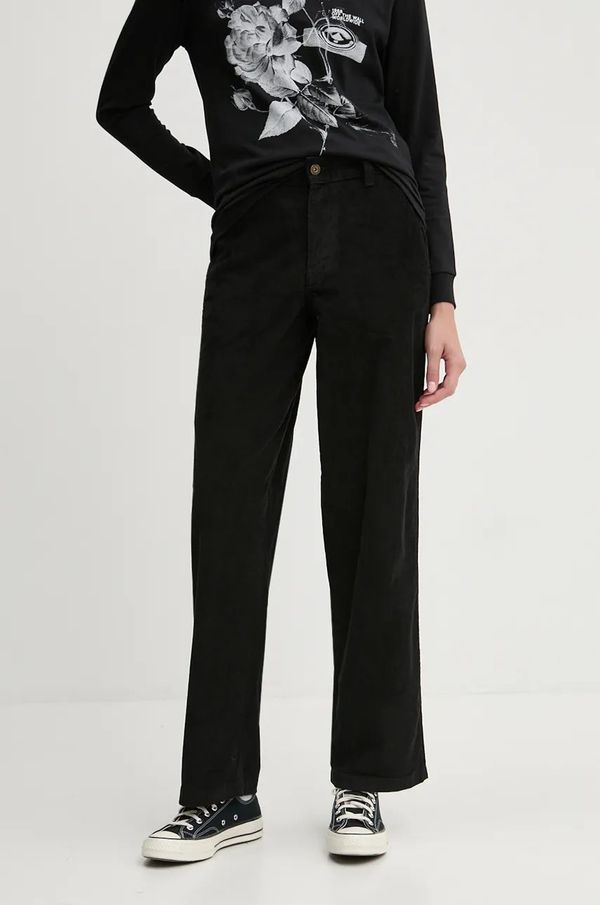 Dickies Hlače od samta Dickies CORDUROY CARPENTER boja: crna, ravni kroj, visoki struk, DK0A863Z