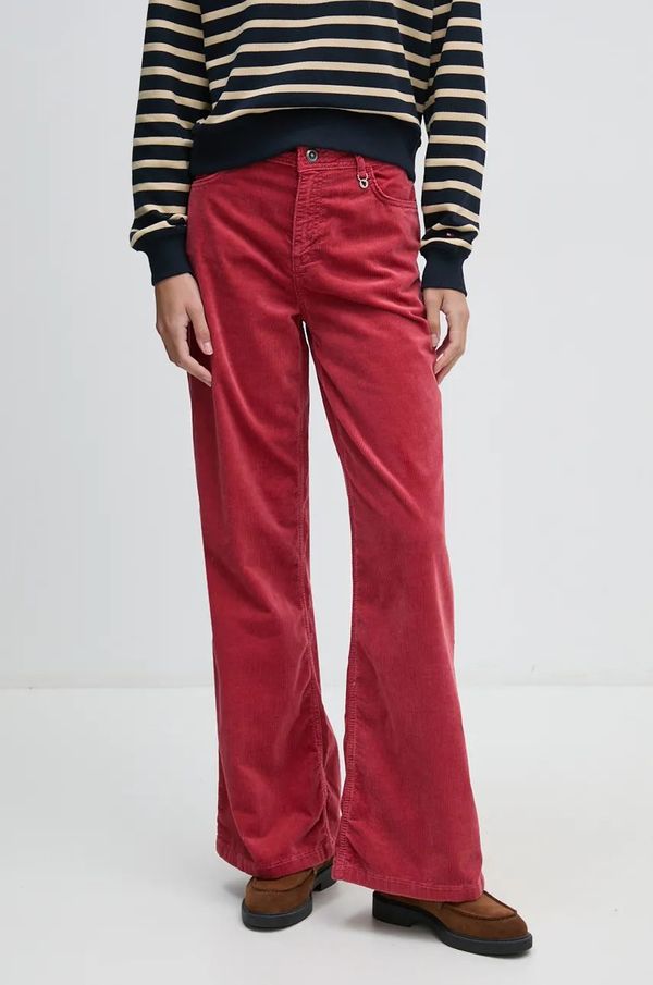 Mos Mosh Hlače od samta Mos Mosh boja: crvena, široke, visoki struk, 163950