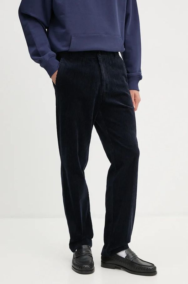 Samsoe Samsoe Hlače od samta Samsoe Samsoe FELIX boja: tamno plava, ravni kroj, M22300076