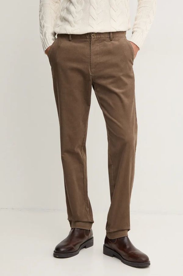 Sisley Hlače od samta Sisley boja: smeđa, ravni kroj, 41ZNSF04R