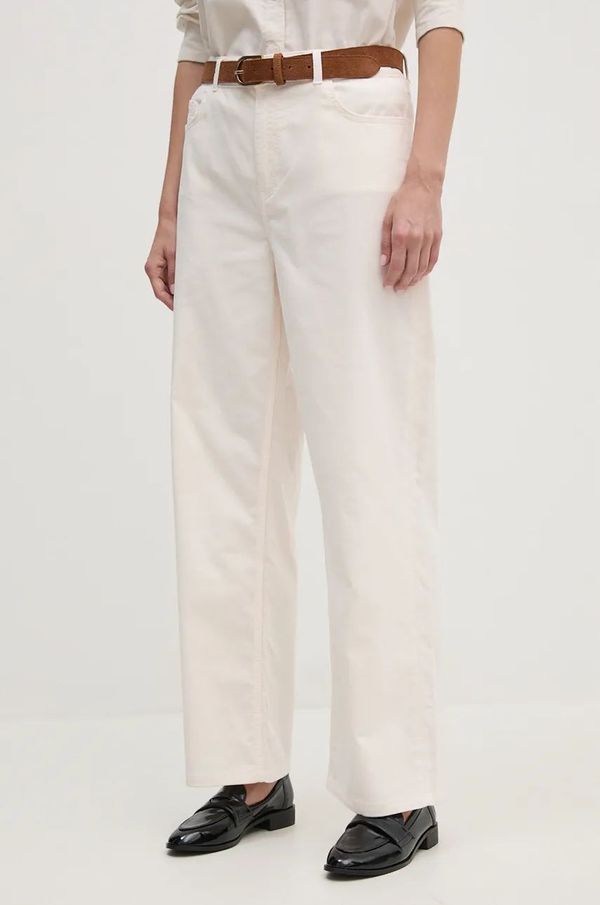 Tommy Hilfiger Hlače od samta Tommy Hilfiger boja: bež, ravni kroj, srednje visoki struk, WW0WW43631