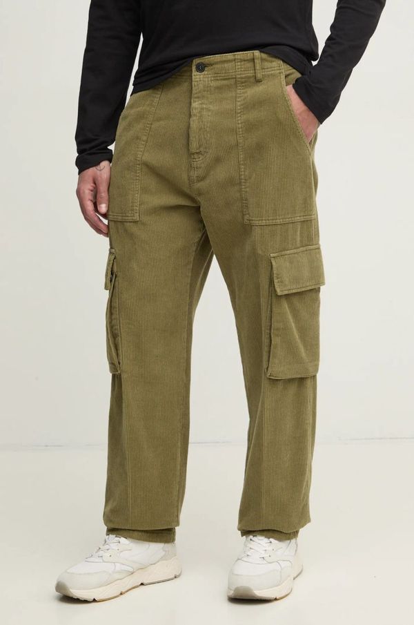 United Colors of Benetton Hlače od samta United Colors of Benetton boja: zelena, cargo kroj, 4H1KUF04V