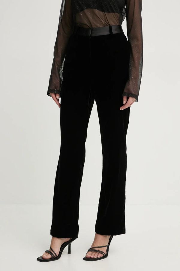 Bruuns Bazaar Hlače od velura Bruuns Bazaar boja: crna, ravni kroj, visoki struk, BBW4251
