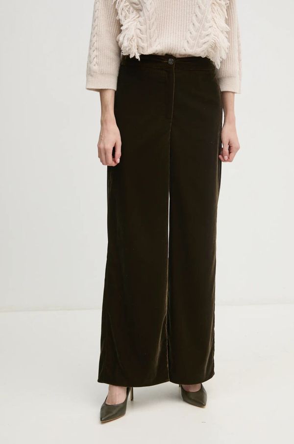 Max&Co. Hlače od velura MAX&Co. boja: zelena, široke, visoki struk, 2426136104200