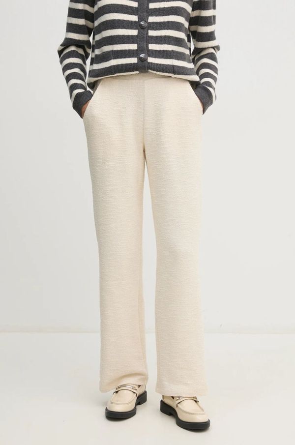 OUI Hlače OUI za žene, boja: bež, ravni kroj, visoki struk, 91672