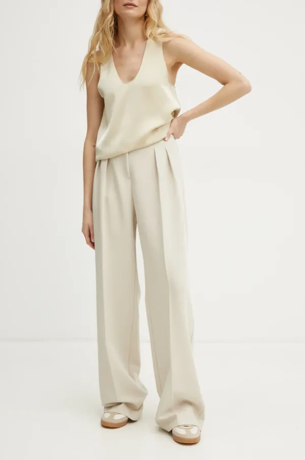 Patrizia Pepe Hlače Patrizia Pepe za žene, boja: bež, široke, visoki struk, 8P0669 A533