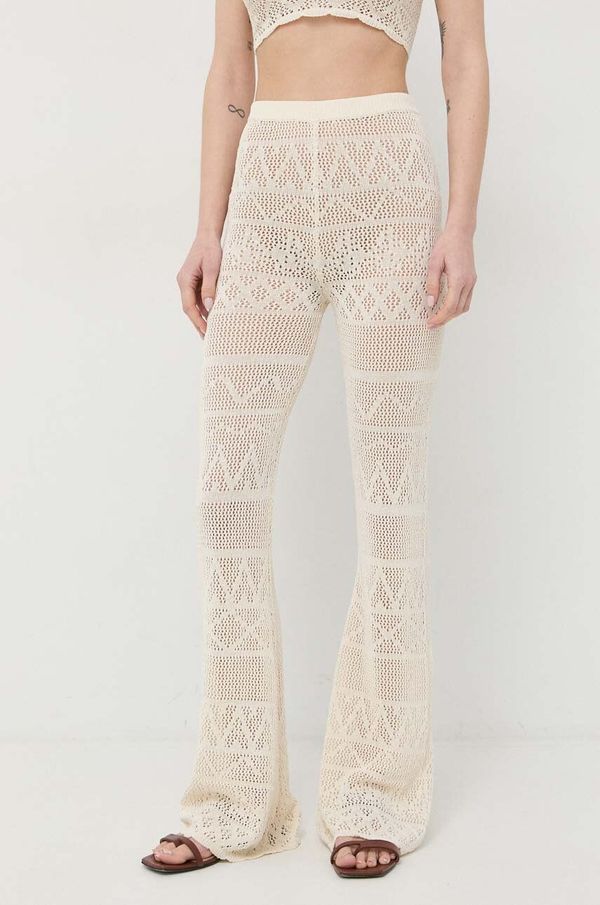 Patrizia Pepe Hlače Patrizia Pepe za žene, boja: bež, trapez, visoki struk