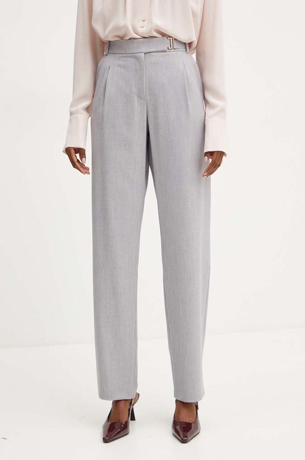 Patrizia Pepe Hlače Patrizia Pepe za žene, boja: siva, kroj cigarette, visoki struk, 8P0622 A453