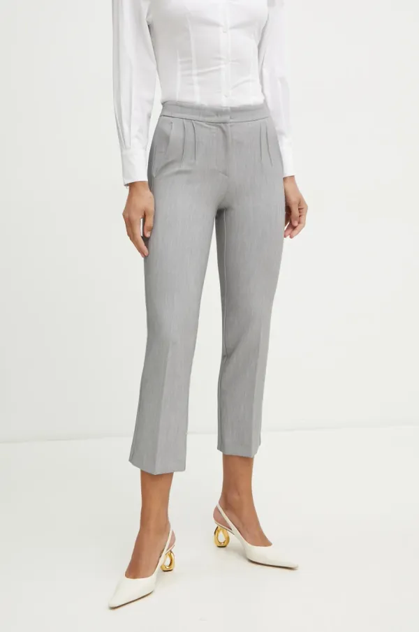 Patrizia Pepe Hlače Patrizia Pepe za žene, boja: siva, kroj cigarette, visoki struk, 8P0700 A533