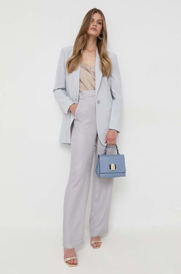 Patrizia Pepe Hlače Patrizia Pepe za žene, boja: siva, ravni kroj, visoki struk