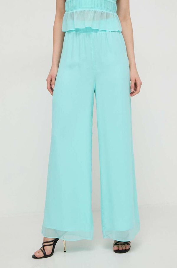 Patrizia Pepe Hlače Patrizia Pepe za žene, boja: tirkizna, široke, visoki struk