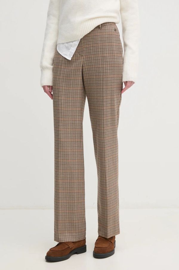 Pedro del Hierro Hlače Pedro del Hierro za žene, boja: bež, ravni kroj, visoki struk, 7608787